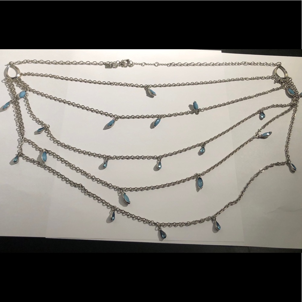 2/$8OR3/$10 silver and turquoise 5 layer necklace
